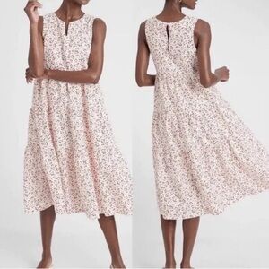 Banana Republic red and white floral midi dress XL